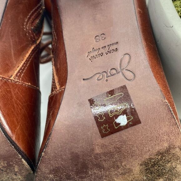 Joie stiletto spike heel leather lace up combat granny booties Size 8 - Picture 10 of 11